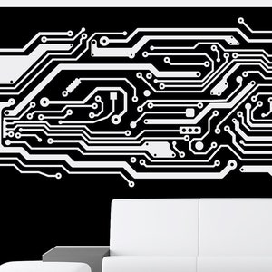 Technolygy Wall Decal - Wide Circuitboard Wall Art Technology PCB Wide Circuit Wall Sticker Custom Size Decal STEM Decal Wall Art Wallagio