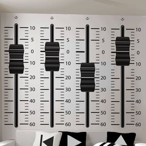 Mixing Console Sliders Wall Decal - Recording Studio Music Producer Sound Waves Audio Speakers by Marcos Crespo & Blazing Vault
