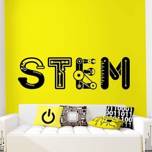 STEM Wall Sticker For Classroom - Technology Wall Decal Stem Lab Sign Science Class Technology Decor Engineering Vinyl Wall Art by Wallagio