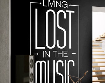 Väggdekor "Live Lost in Music" - Väggdekor "Music Love" Inspelningsstudio Ljud Ljudvåg Musik Gamer Producer av Wallagio
