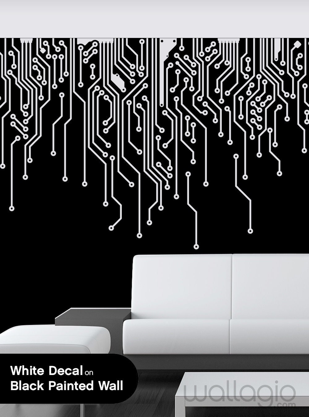 Technology Wall Decal Circuit Board Top Binary Code Wall Art Science ...