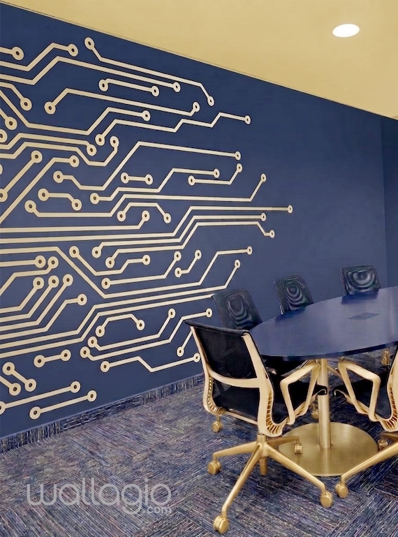Technology Wall Decal - Circuit Board Side Wall Sticker STEM Science PCB Board Wall Decor Custom Digital Technology Wall Paper by Wallagio