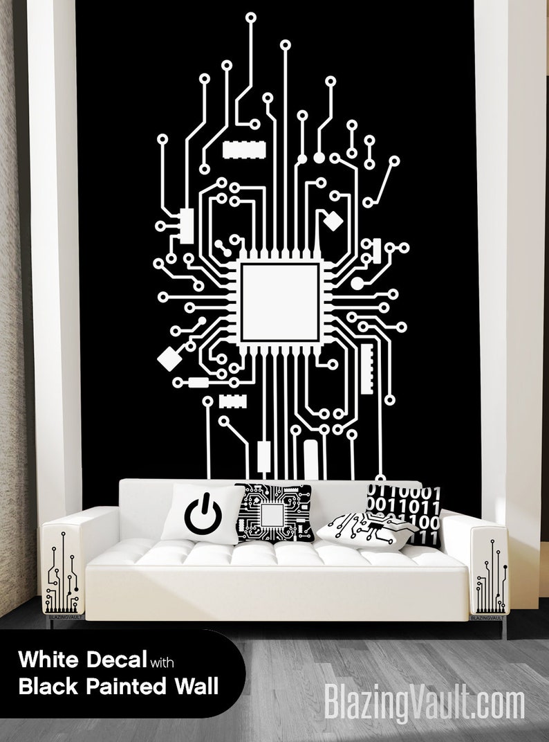 Circuit Board Vertical Wall Decal Computer Engineer CPU Wall Etsy