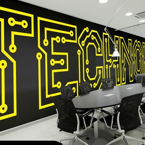 Technology Wall Decal Vinyl Circuit board Sticker Science Education School Art Design Classroom Interior PCB Computer IT Decor by Wallagio