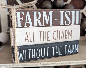 Farm-ISH Mini Wood Book Stack: Tier Tray Decor