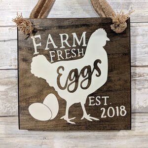 Farm Fresh Eggs Handpainted Wood Sign, 6" x 6" Wood Sign, Chicken Sign, Choose Your Year, Farmhouse Decor, Farm Signs