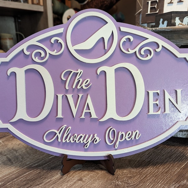 The Diva Den Sign, Personalized She Shed Sign, She Shack Sign, Customizable Gift For Her, Mother's Day Gift, Bar Sign, Gifts For Mom
