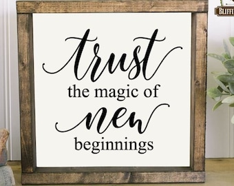 New Beginnings, Motivational Quote Sign, Divorce Gift, Graduation Gift, Rustic Inspirational Gift, Farmhouse Motivational, Office Decor