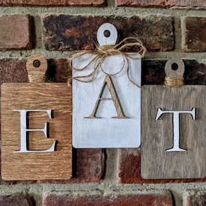 Rustic EAT Wall Decor - Cutting Board Shaped EAT Wall Hanging, Farmhouse Eat Sign, Kitchen Wall Decor, Farmhouse Kitchen