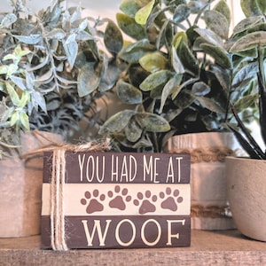 You Had Me At Woof Mini Wood Book Stack, Dog Themed Book Stack Tiered Tray Decor, Shelf Sitter Faux Books, Fake Wood Book, Pet Dog Decor