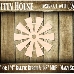 Farm Windmill Blades - Unfinished Wood Shape, 1/8&quot; MDF Laser Wood Cutout Shape