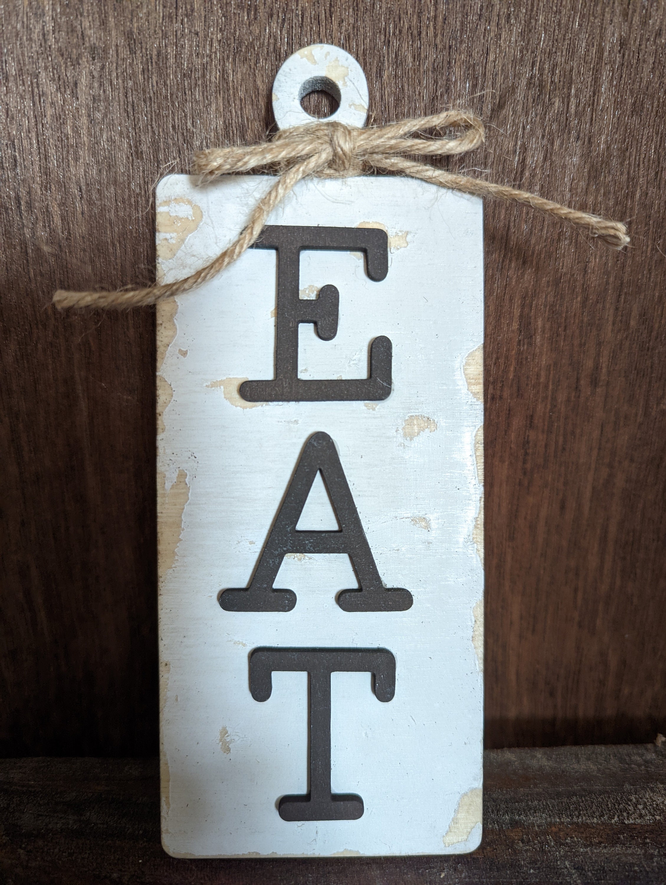 Vertical EAT Wall Decor Rustic Chipped Paint Cutting Board Etsy