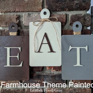 Rustic EAT Wall Decor Cutting Board Shaped EAT Wall Hanging, Farmhouse Eat Sign, Laser Cut Multiple Sizes Available Farmhouse Painted