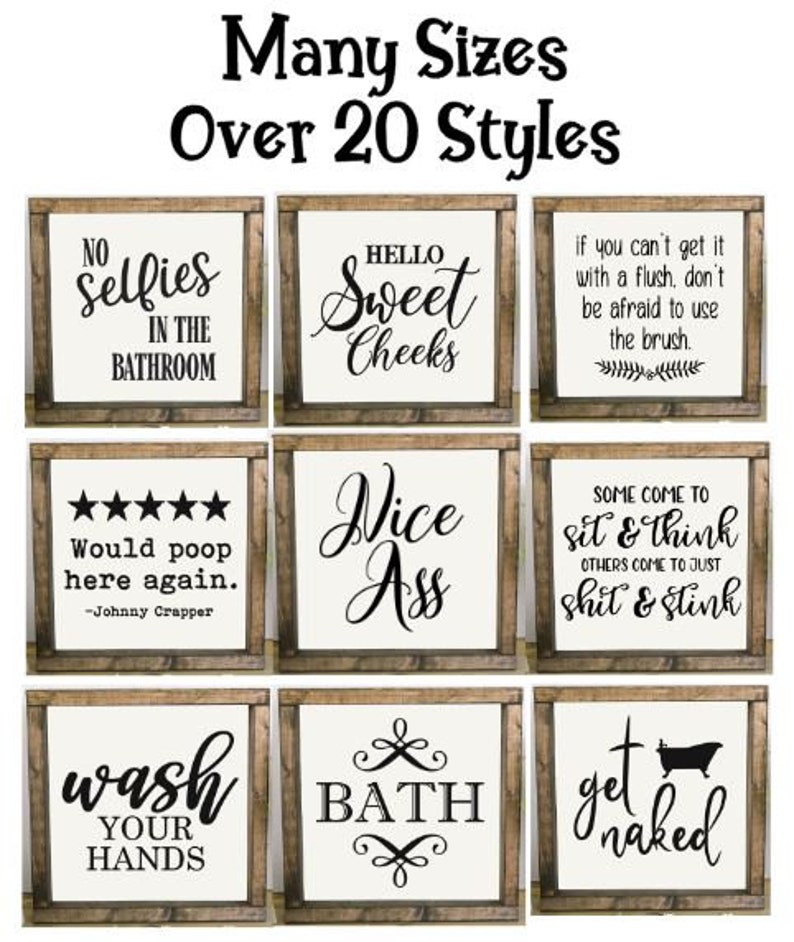 Bathroom Signs, Bathroom Humor, Framed Bathroom Sign, Fart Zone, Nice Butt, Best Seat In The House, Change Toilet Paper, Custom Bath Sign 