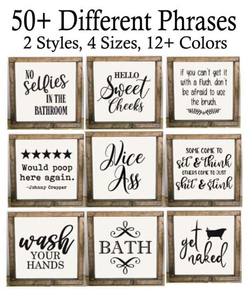 Funny Bathroom Signs, Wood Bathroom Sign, Bathroom Decor, Bathroom Humor, Framed Bathroom Sign, Farmhouse Bathroom, Bathroom Wall Decor