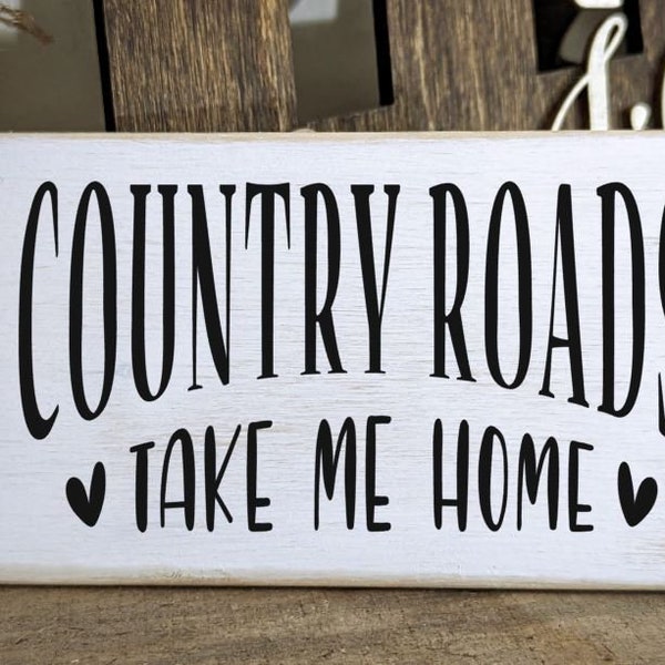 Mini Country Roads Take Me Home Wood Sign, Tiered Tray Sign, Farmhouse Tier Tray Decor, Farmhouse Decor, Rustic Mini Decor, Small Sign