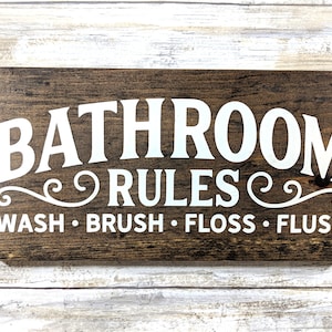 Rustic Bathroom Rules Sign / Bathroom Decor / Wood Bathroom Sign / Farmhouse Signs / Farmhouse Decor / Country Signs / Rustic Signs