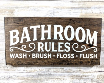 Rustic Bathroom Rules Sign / Bathroom Decor / Wood Bathroom Sign / Farmhouse Signs / Farmhouse Decor / Country Signs / Rustic Signs