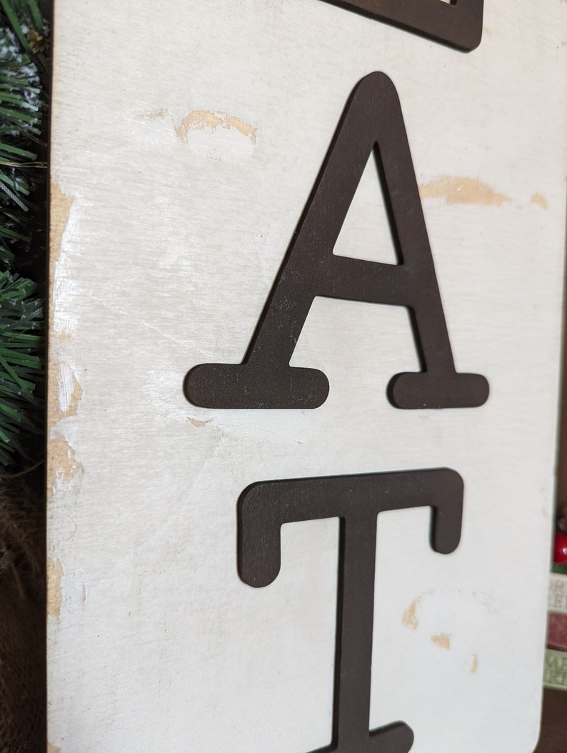 Vertical EAT Wall Decor Rustic Chipped Paint Cutting Board Etsy