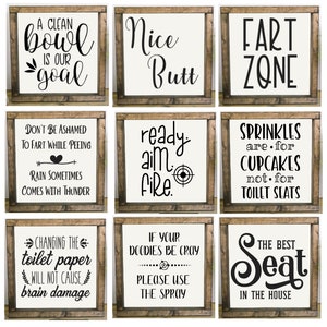 Funny Bathroom Signs, Wood Bathroom Sign, Bathroom Decor, Bathroom Humor, Framed Bathroom Sign, Farmhouse Bathroom, Bathroom Wall Decor