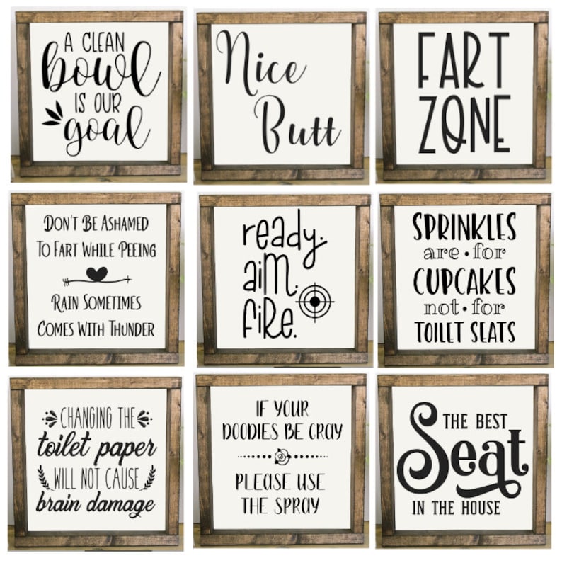 Funny Bathroom Signs, Wood Bathroom Sign, Bathroom Decor, Bathroom Humor, Framed Bathroom Sign, Farmhouse Bathroom, Bathroom Wall Decor