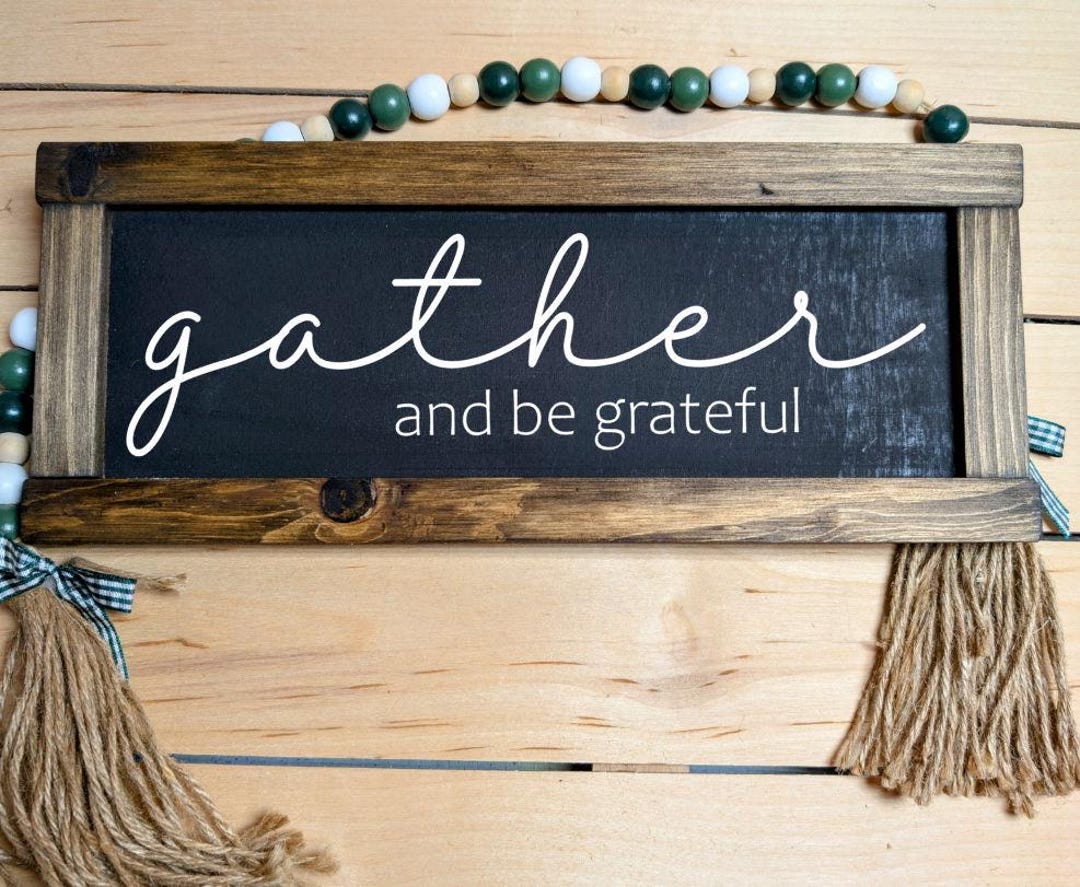 Rustic 'gather and Be Grateful' Wood Sign: Farmhouse Shelf Decor - Etsy
