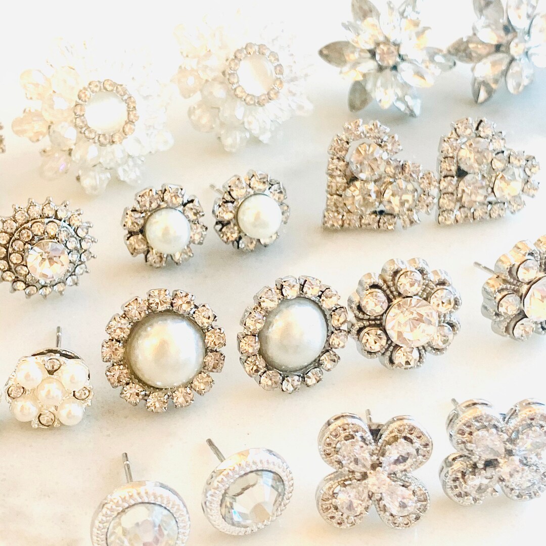 Wedding Stud Earrings Vintage Style Crystal Bridesmaids - Etsy