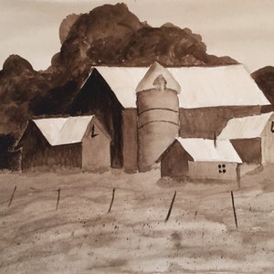 The barn, original watercolor painting, 11x14 painting
