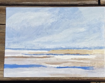 The shore. Original acrylic painting. 5x7 painting, beach scene