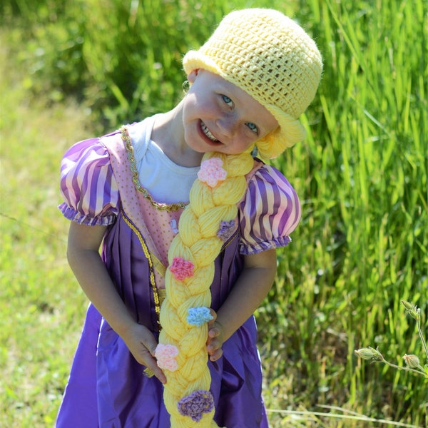 Rapunzel hat, crochet tangled hat, disney princess hat, yarn wig