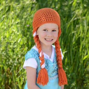 Princess Anna hat, crochet Anna hat, frozen hat, Anna yarn wig