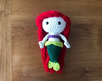 Muñeca Ariel Sirena de ganchillo, Ariel amigurumi, muñeca sirena
