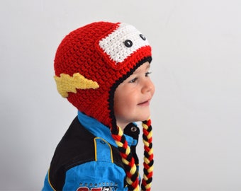 Crochet Lightning McQueen Hat, Cars hat, Disney hat, kids dress up hat, Halloween hat