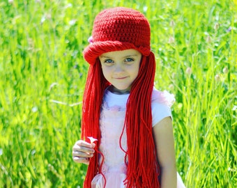 Sombrero de princesa Ariel, sombrero de disfraz, sombrero de Halloween, peluca de hilo, sombrero de sirenita de crochet