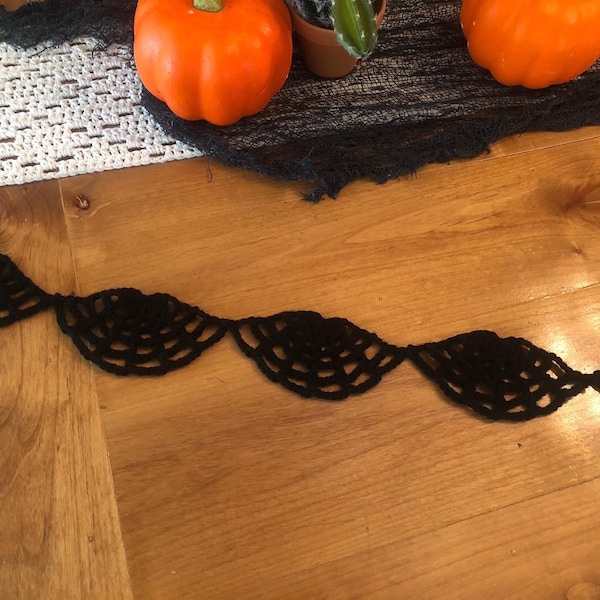 Crochet spiderweb garland, halloween decor