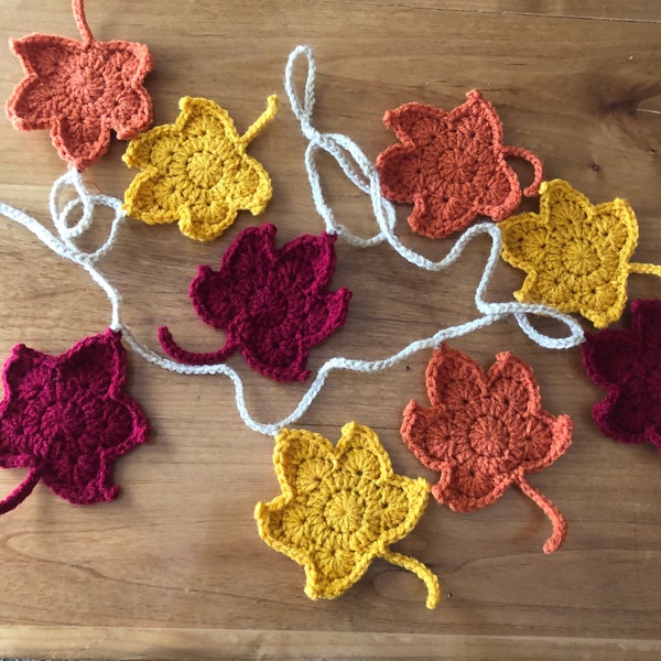 Crochet autumn leaves garland, fall leaves, home decor