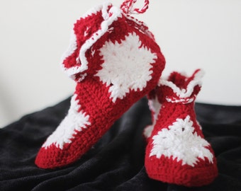 Women's Crochet Slipper Boots, Crochet Slippers, Crochet Booties, House Shoes, Crochet Winter Boots, Christmas Slipper Boots, Christmas gift