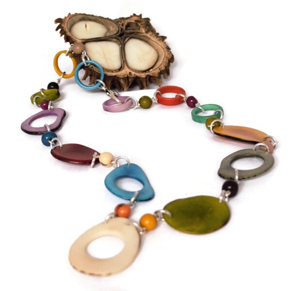 Long necklaces for women - Color necklace - Tagua nut necklace - Vegan necklace - Tagua jewelry - Gifts for vegans - Nature lover - Ivory