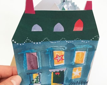 Festive Street Concertina Card Mantelpiece Holiday Greetings Card