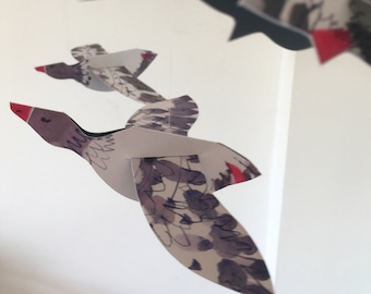 Three Geese Handmade Paper Birds Mobile