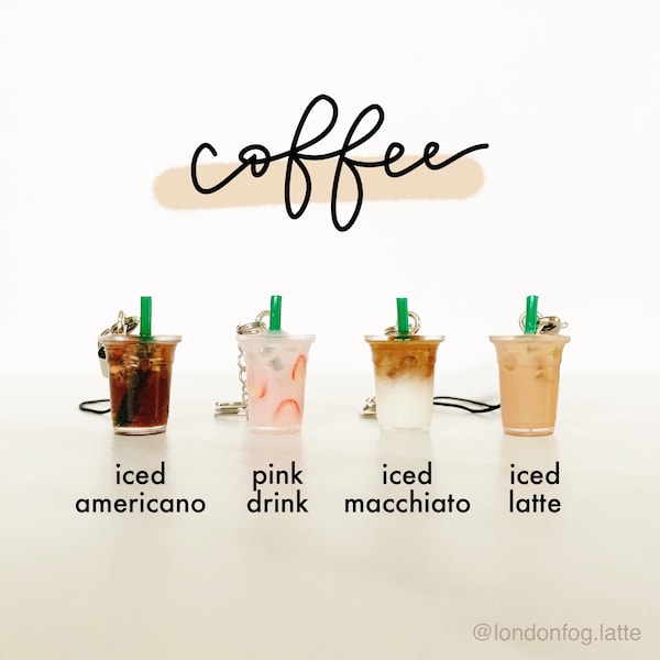 Iced Coffee Keychains, Pink Drink, Macchiato, Coffee Gift