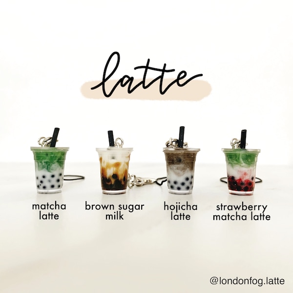 Boba Keychains Latte Series, Bubble Tea Keychain, Boba Tea Drink Keychain