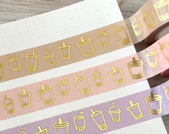 GOLD FOIL Boba Washi Tape | Bubble Tea Washi Tape 10m