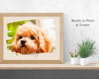 Custom Watercolor Pet Portrait | Personalized Dog Portrait | Cat Portrait | Pet Portrait from Photo | Digital Download | Pet Lover Gift