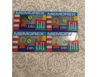 Lot de 4 cassettes audio vierges Memorex dbs 60 à polarisation normale NEUF