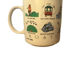 VTG Souvenir Coffee Cup Mug Boston Landmarks Freedom Trail Sites Massachusetts