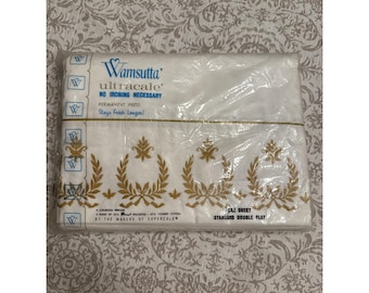 VTG Wamsutta Ultracale Standard Doppel Flachbett Kein Bügeleisen 81x104 MCM Made In USA
