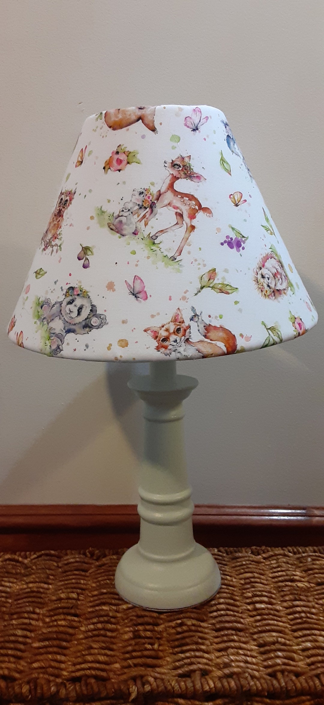 SHADE ONLY Woodland Nursery Accent Lamp, Fox Deer Hedgehog Bunny Owl