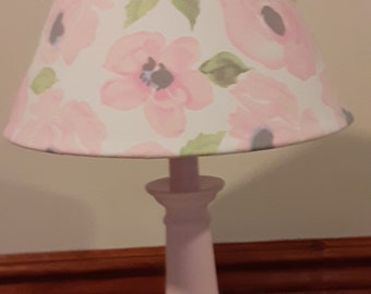 Watercolor Nursery accent lamp, pink Sage Gray Floral Accent lamp, watercolor floral baby lamp, baby girl gift, pastel floral bedroom lamp