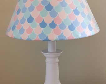 Mermaid accent/nursery lamp, mermaid scales pink turquoise blue accent lamp, nautical themed Nursery lamp, Seashore / beach house lamp